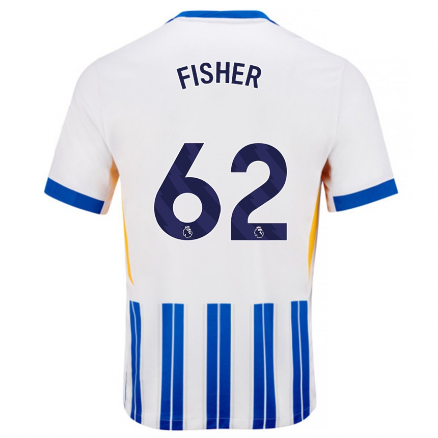 Kids Football Hugo Fisher #62 White Blue Pinstripes Home Jersey 2024/25 T-Shirt Uk