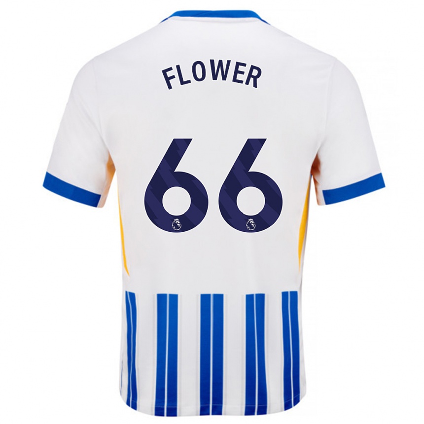 Kids Football Louis Flower #66 White Blue Pinstripes Home Jersey 2024/25 T-Shirt Uk