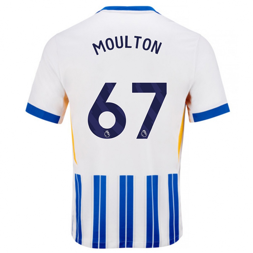 Kids Football Remeiro Moulton #67 White Blue Pinstripes Home Jersey 2024/25 T-Shirt Uk