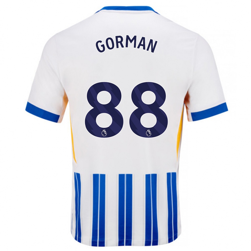 Kids Football Ronnie Gorman #88 White Blue Pinstripes Home Jersey 2024/25 T-Shirt Uk