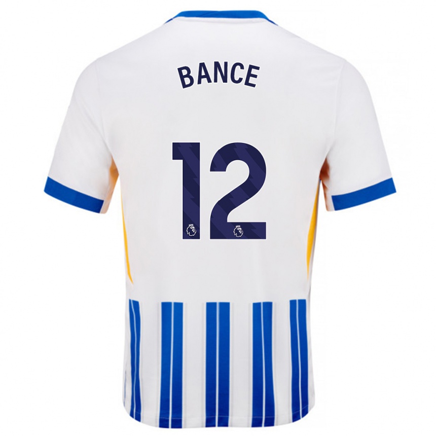 Kids Football Libby Bance #12 White Blue Pinstripes Home Jersey 2024/25 T-Shirt Uk