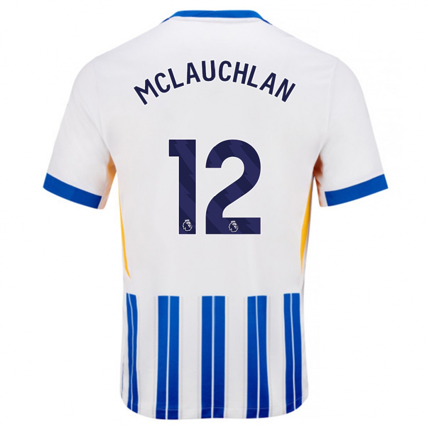 Kids Football Rachel Mclauchlan #12 White Blue Pinstripes Home Jersey 2024/25 T-Shirt Uk