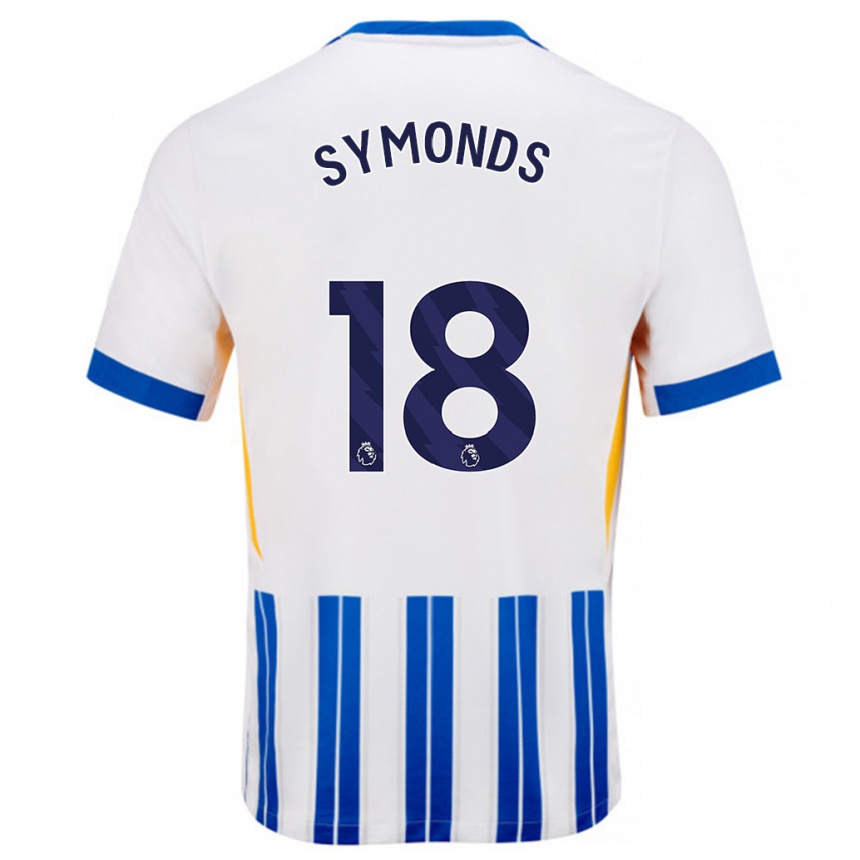 Kids Football Maisie Symonds #18 White Blue Pinstripes Home Jersey 2024/25 T-Shirt Uk