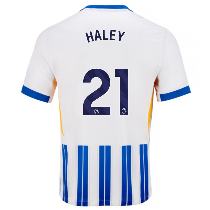 Kids Football Madison Haley #21 White Blue Pinstripes Home Jersey 2024/25 T-Shirt Uk