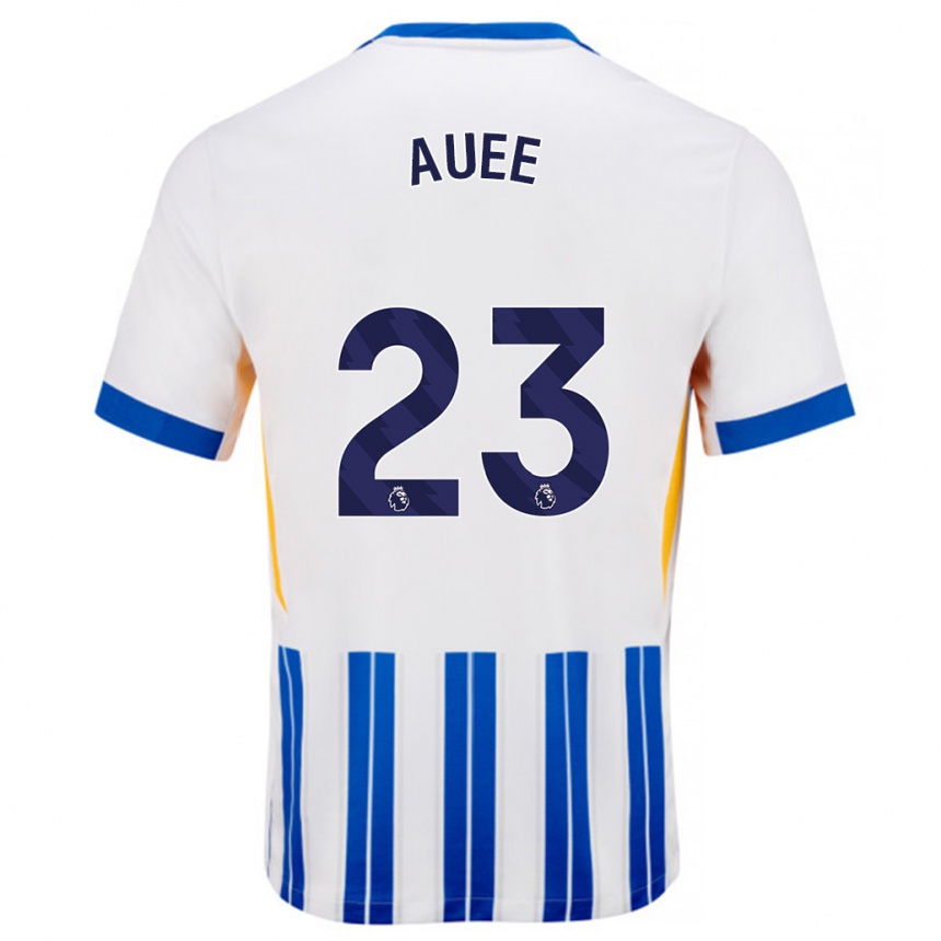 Kids Football Marit Auée #23 White Blue Pinstripes Home Jersey 2024/25 T-Shirt Uk