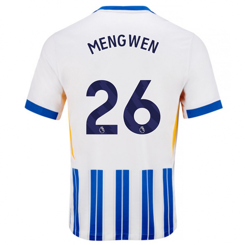 Kids Football Li Mengwen #26 White Blue Pinstripes Home Jersey 2024/25 T-Shirt Uk