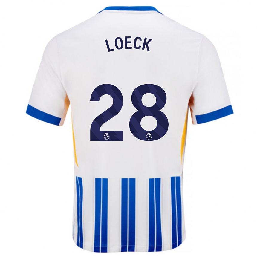 Kids Football Melina Loeck #28 White Blue Pinstripes Home Jersey 2024/25 T-Shirt Uk