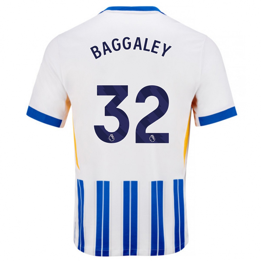 Kids Football Sophie Baggaley #32 White Blue Pinstripes Home Jersey 2024/25 T-Shirt Uk