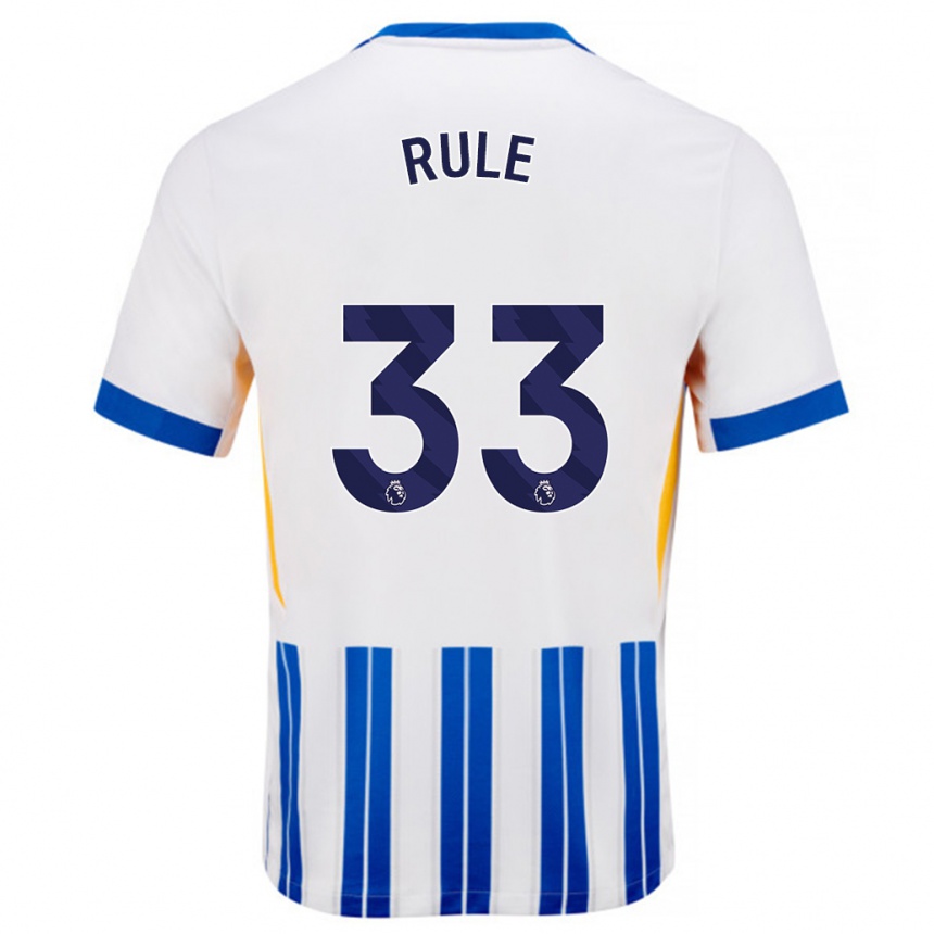 Kids Football Charlize Jayde Rule #33 White Blue Pinstripes Home Jersey 2024/25 T-Shirt Uk