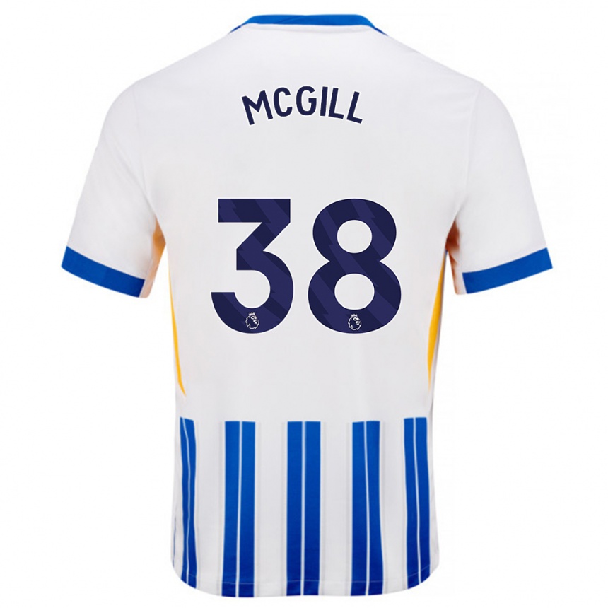 Kids Football Tom Mcgill #38 White Blue Pinstripes Home Jersey 2024/25 T-Shirt Uk