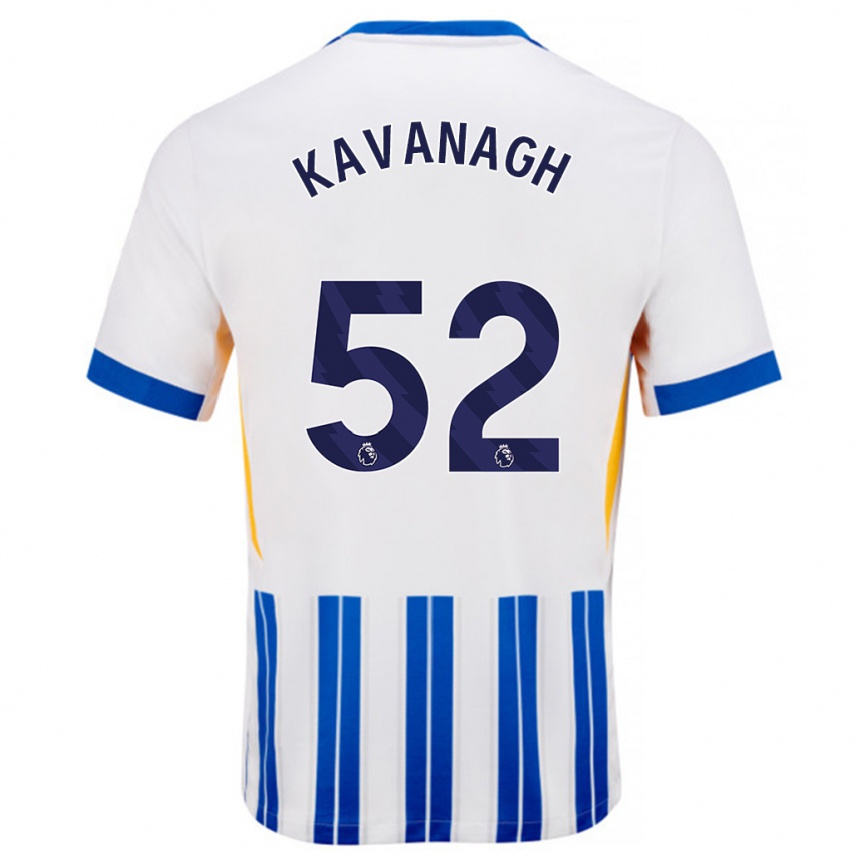 Kids Football Leigh Kavanagh #52 White Blue Pinstripes Home Jersey 2024/25 T-Shirt Uk