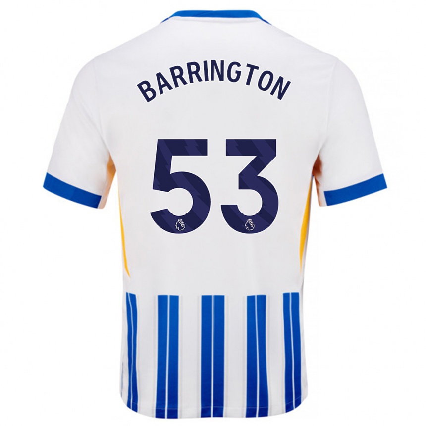 Kids Football Luca Barrington #53 White Blue Pinstripes Home Jersey 2024/25 T-Shirt Uk