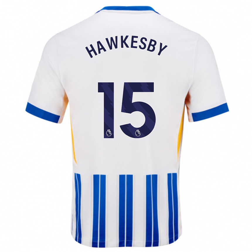 Kids Football Mackenzie Hawkesby #15 White Blue Pinstripes Home Jersey 2024/25 T-Shirt Uk