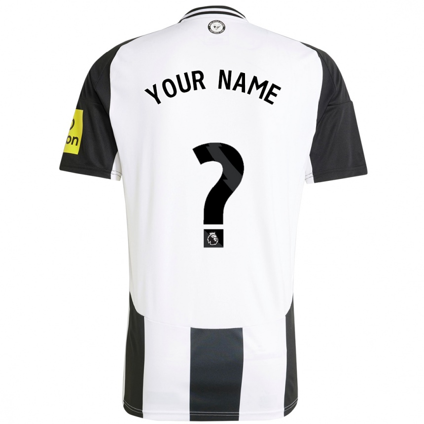 Kids Football Your Name #0 White Black Home Jersey 2024/25 T-Shirt Uk