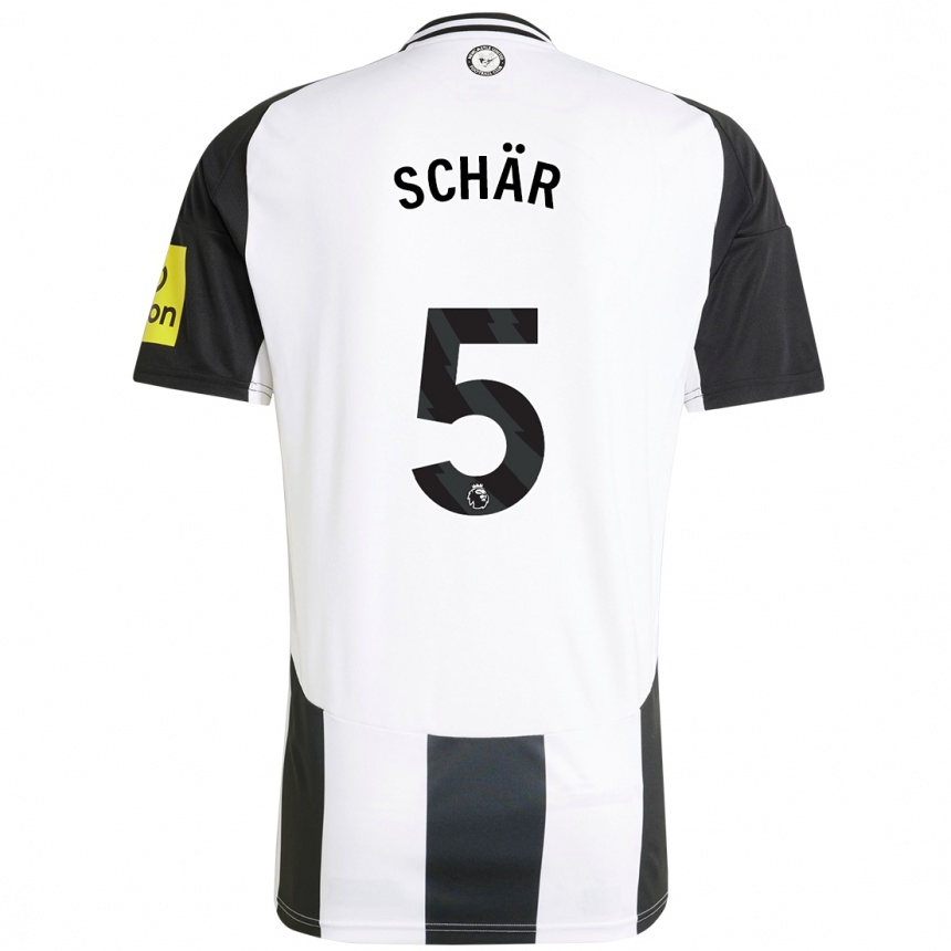 Kids Football Fabian Schär #5 White Black Home Jersey 2024/25 T-Shirt Uk