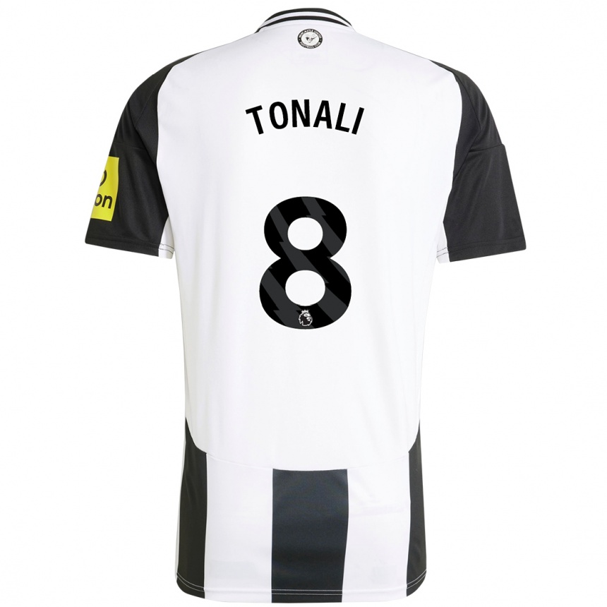 Kids Football Sandro Tonali #8 White Black Home Jersey 2024/25 T-Shirt Uk