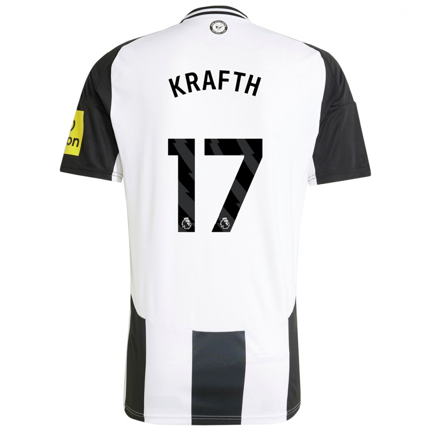 Kids Football Emil Krafth #17 White Black Home Jersey 2024/25 T-Shirt Uk