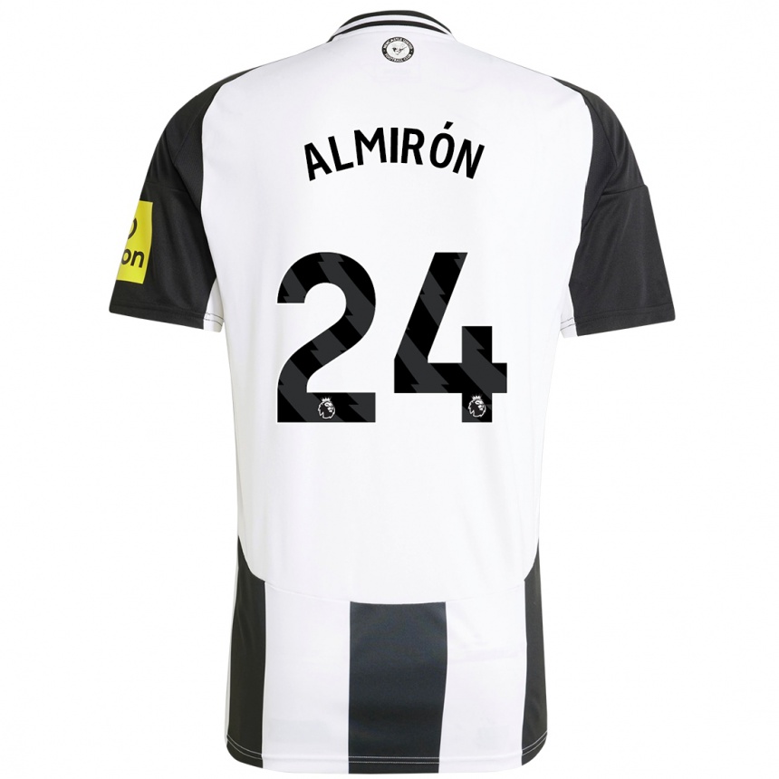 Kids Football Miguel Almirón #24 White Black Home Jersey 2024/25 T-Shirt Uk