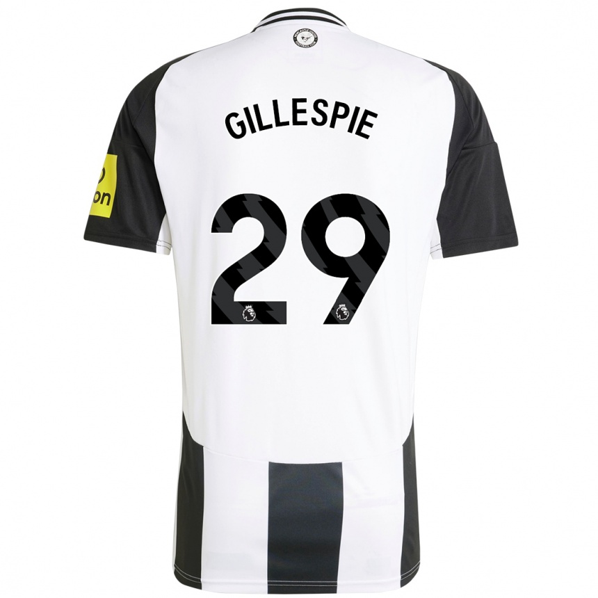 Kids Football Mark Gillespie #29 White Black Home Jersey 2024/25 T-Shirt Uk