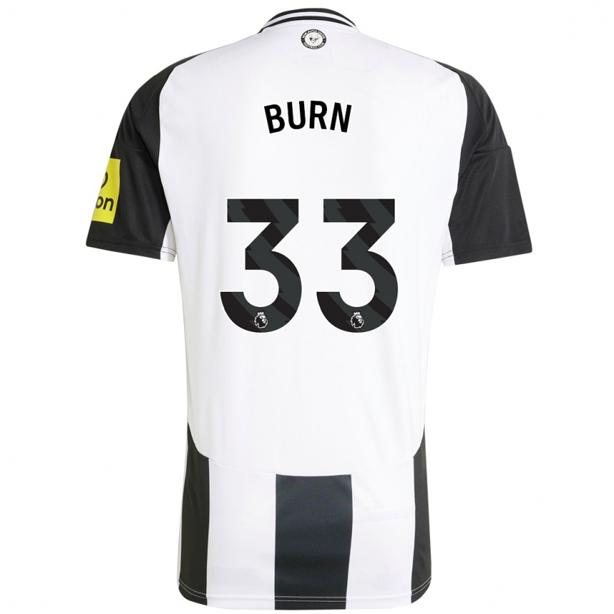 Kids Football Dan Burn #33 White Black Home Jersey 2024/25 T-Shirt Uk