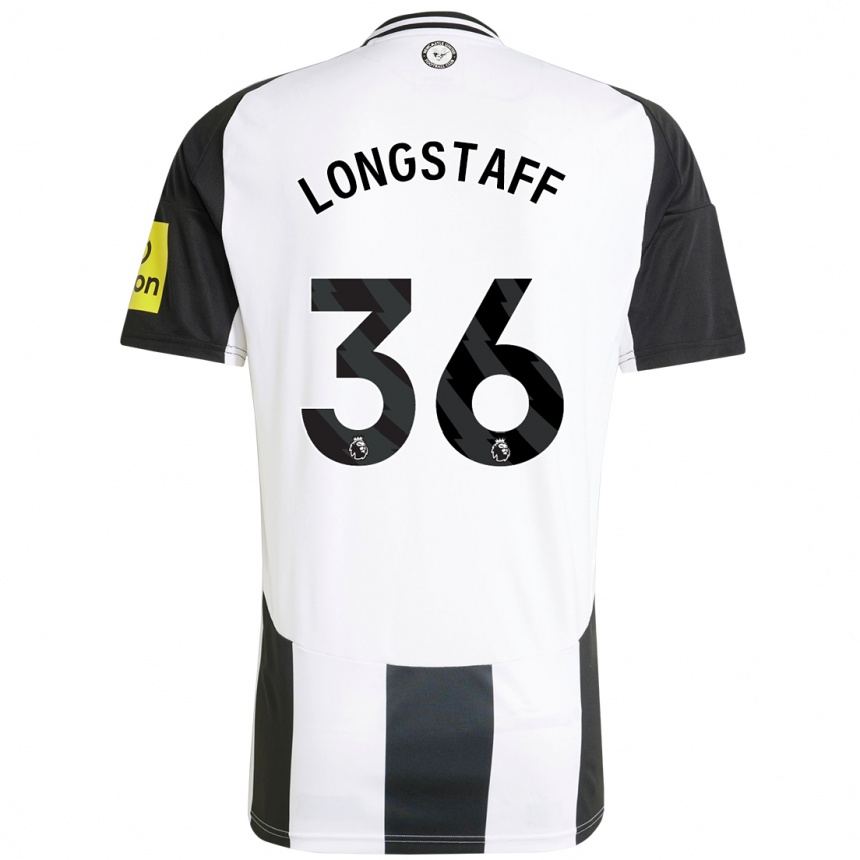 Kids Football Sean Longstaff #36 White Black Home Jersey 2024/25 T-Shirt Uk