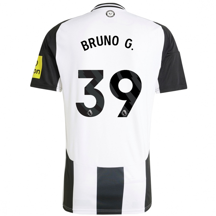 Kids Football Bruno Guimarães #39 White Black Home Jersey 2024/25 T-Shirt Uk