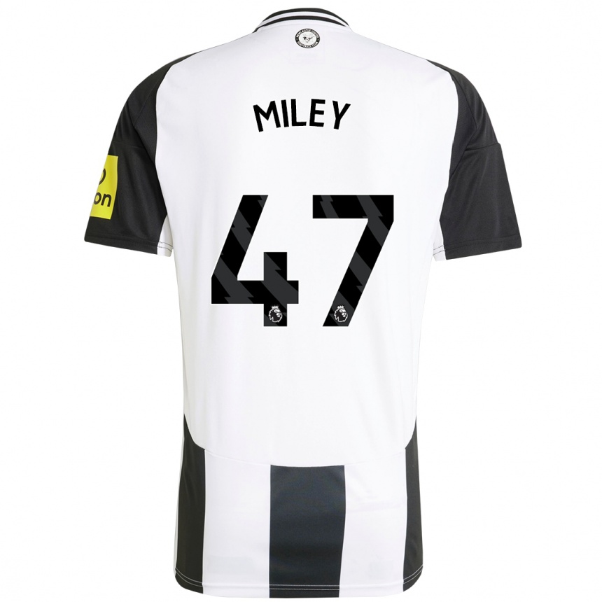 Kids Football Jamie Miley #47 White Black Home Jersey 2024/25 T-Shirt Uk