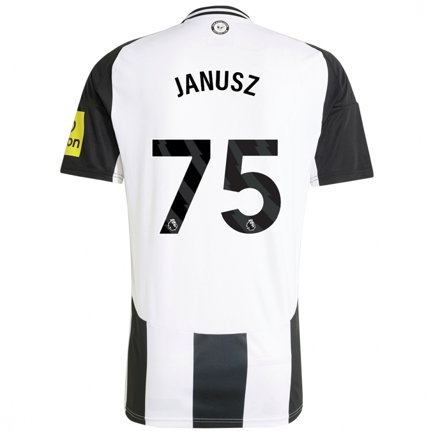 Kids Football Adrian Janusz #75 White Black Home Jersey 2024/25 T-Shirt Uk