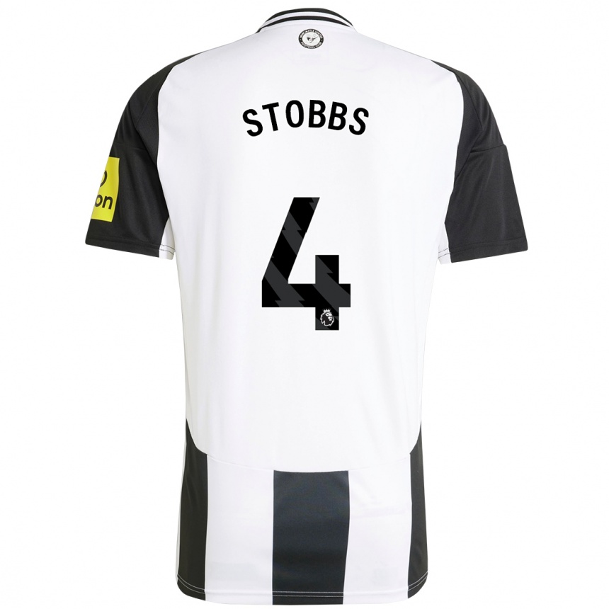 Kids Football Amber-Keegan Stobbs #4 White Black Home Jersey 2024/25 T-Shirt Uk