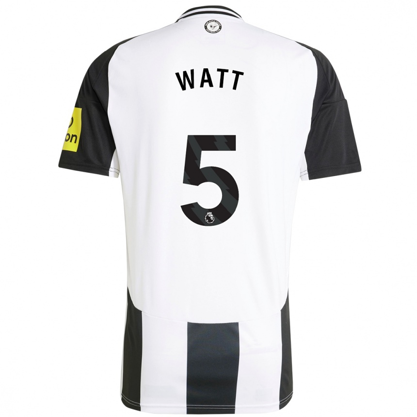 Kids Football Olivia Watt #5 White Black Home Jersey 2024/25 T-Shirt Uk