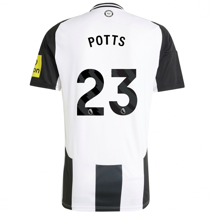 Kids Football Charlotte Potts #23 White Black Home Jersey 2024/25 T-Shirt Uk