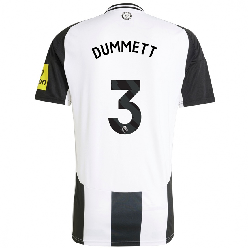 Kids Football Paul Dummett #3 White Black Home Jersey 2024/25 T-Shirt Uk