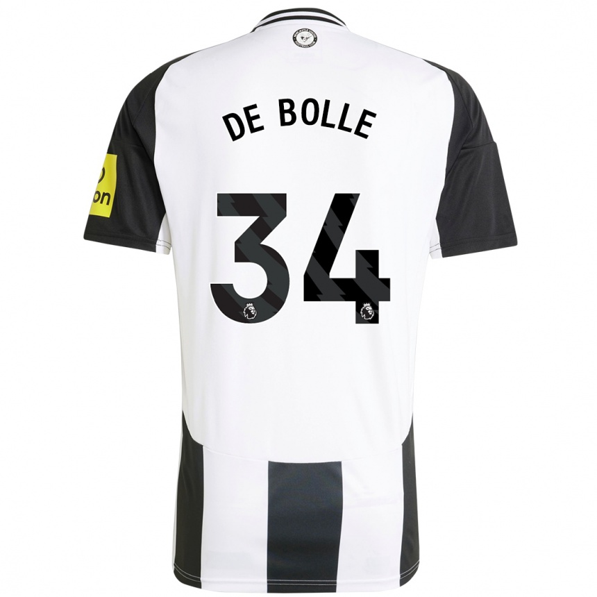 Kids Football Lucas De Bolle #34 White Black Home Jersey 2024/25 T-Shirt Uk