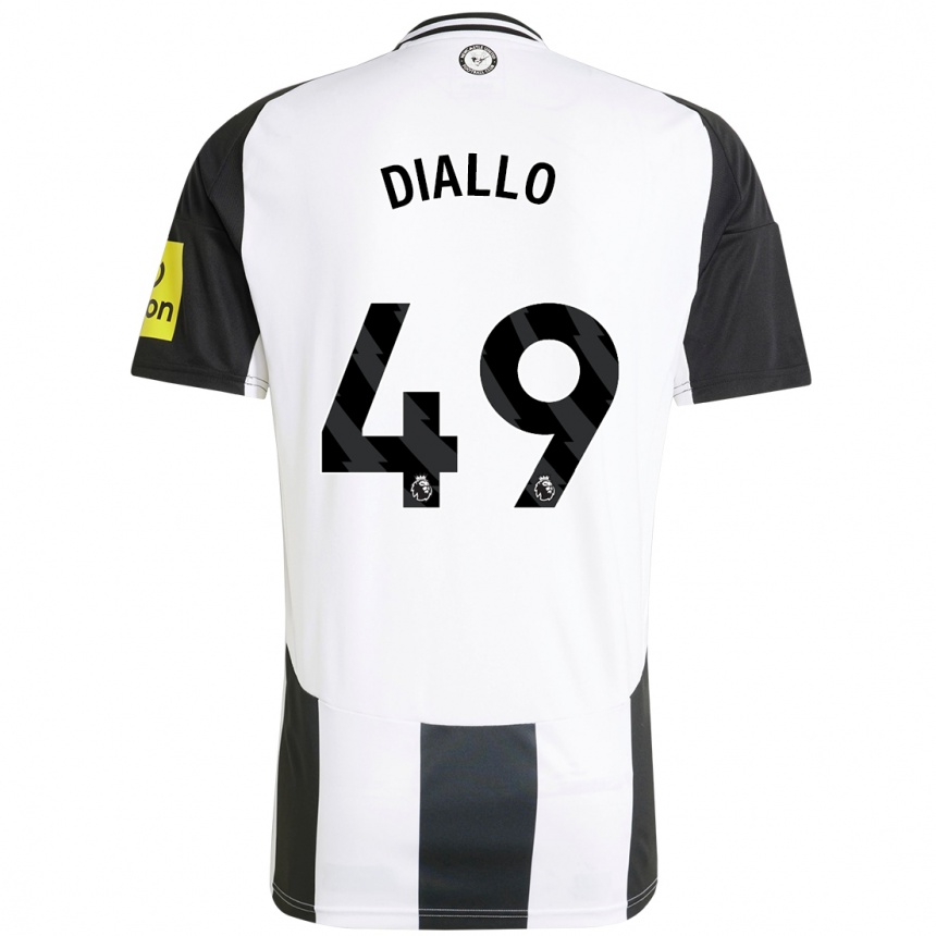 Kids Football Amadou Diallo #49 White Black Home Jersey 2024/25 T-Shirt Uk