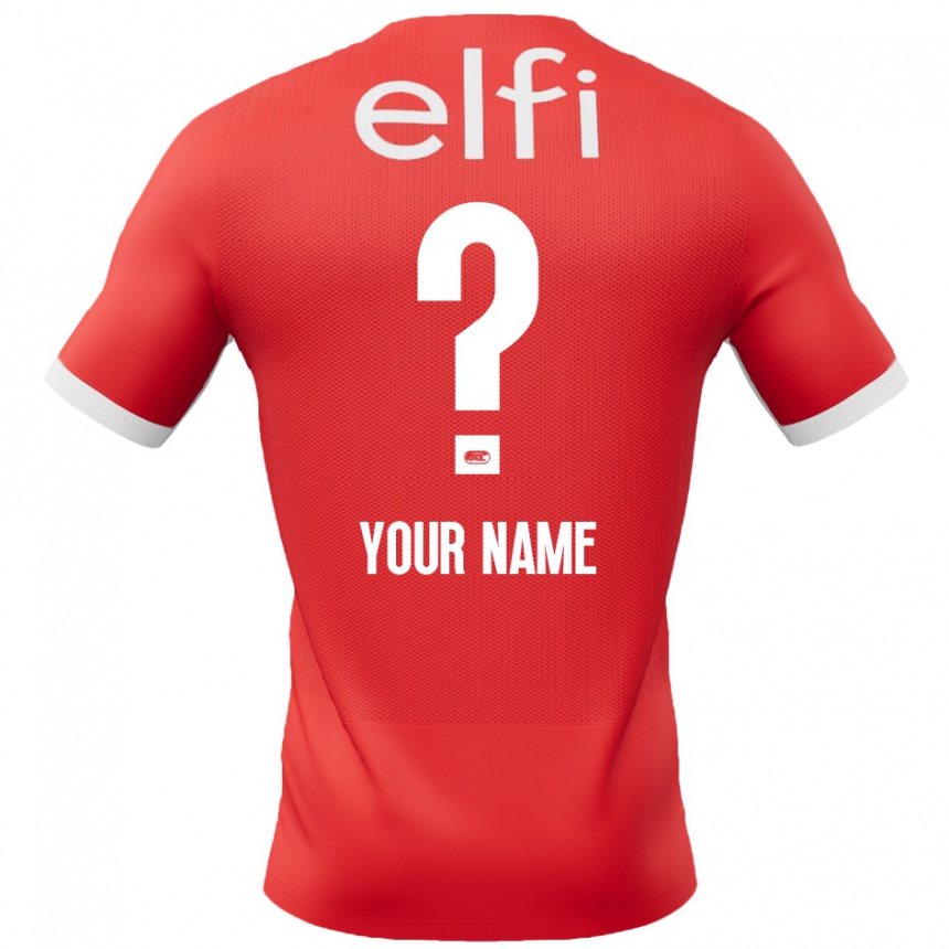 Kids Football Your Name #0 Red White Home Jersey 2024/25 T-Shirt Uk