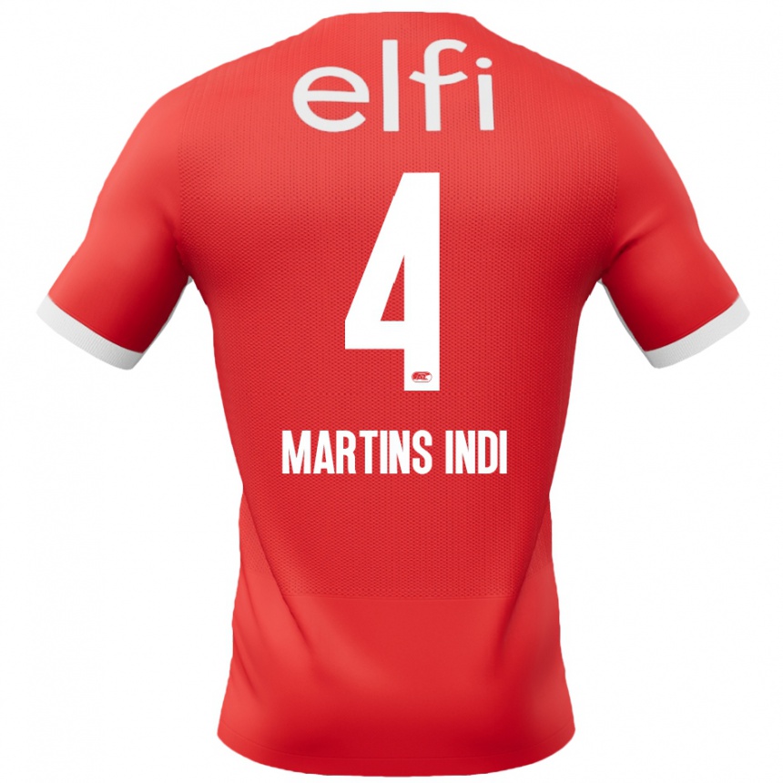 Kids Football Bruno Martins Indi #4 Red White Home Jersey 2024/25 T-Shirt Uk