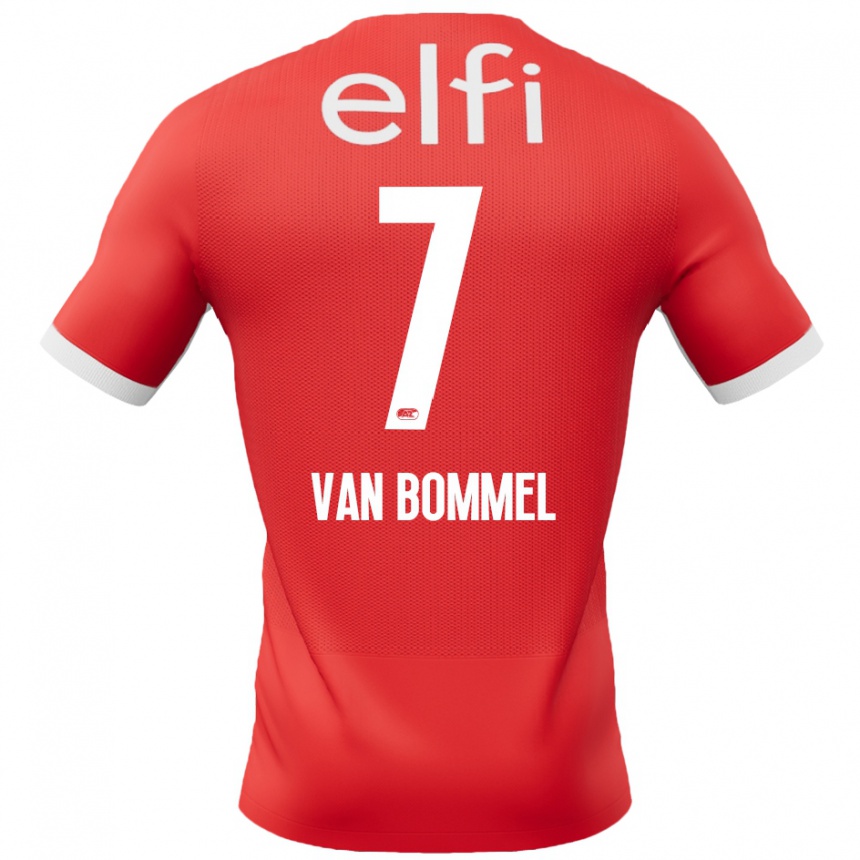 Kids Football Ruben Van Bommel #7 Red White Home Jersey 2024/25 T-Shirt Uk