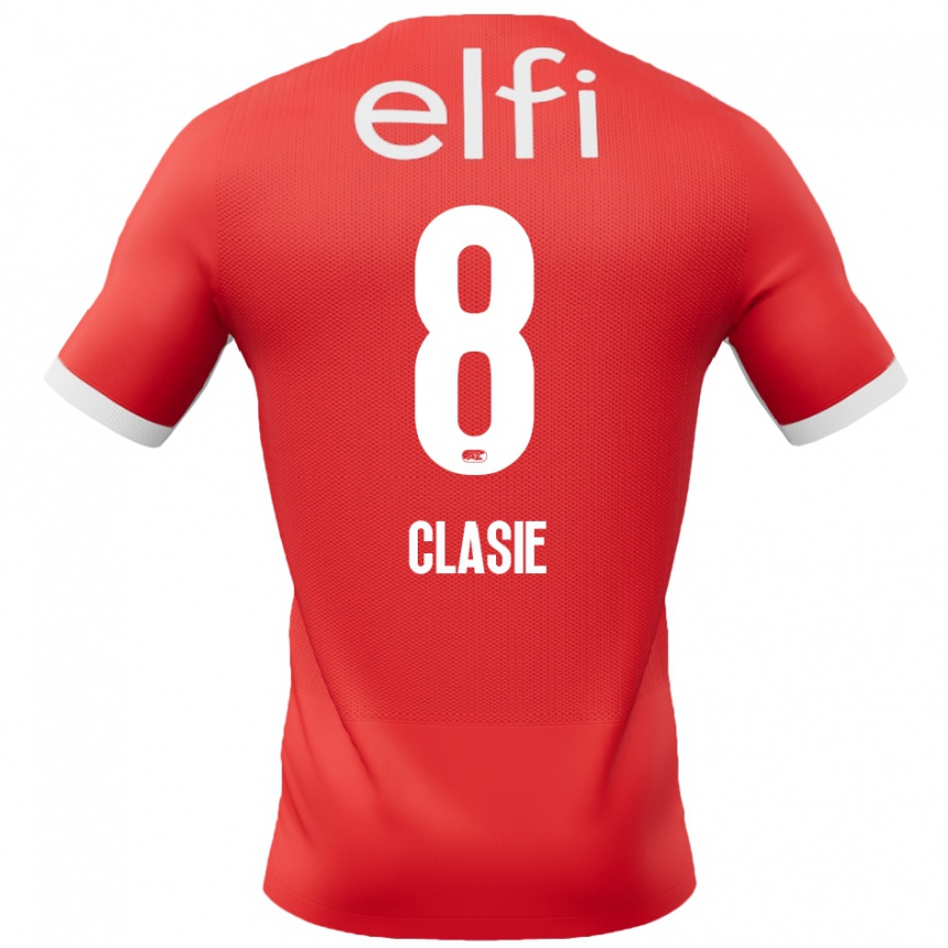 Kids Football Jordy Clasie #8 Red White Home Jersey 2024/25 T-Shirt Uk