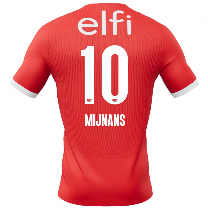 Kids Football Sven Mijnans #10 Red White Home Jersey 2024/25 T-Shirt Uk