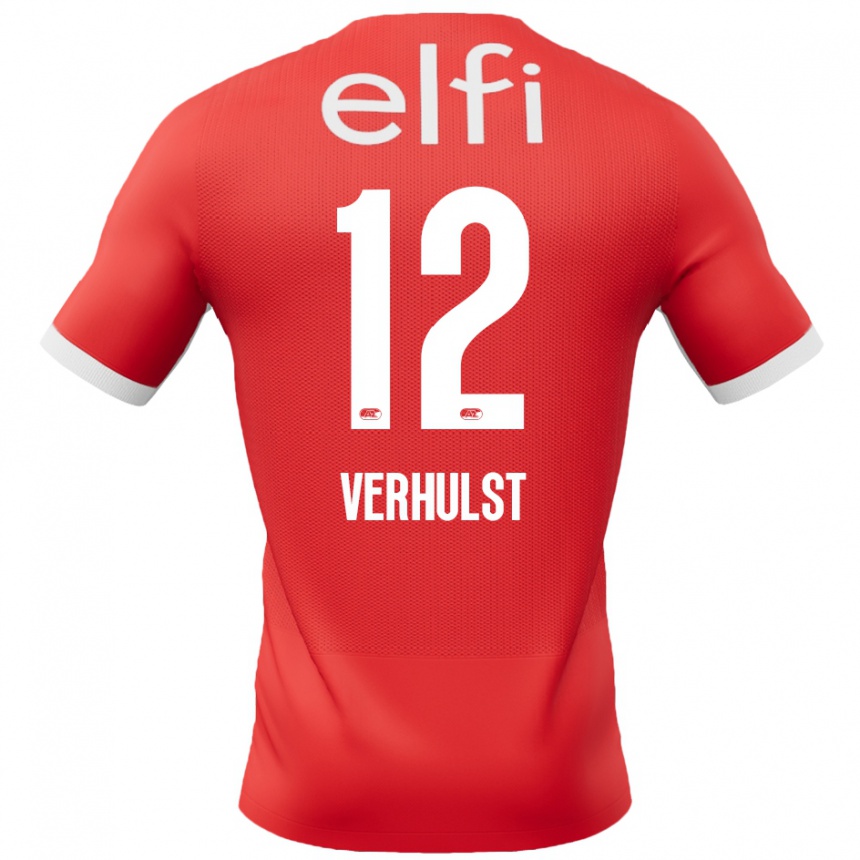 Kids Football Hobie Verhulst #12 Red White Home Jersey 2024/25 T-Shirt Uk