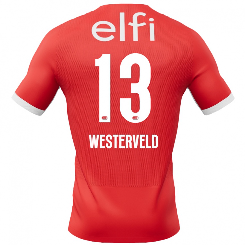 Kids Football Sem Westerveld #13 Red White Home Jersey 2024/25 T-Shirt Uk