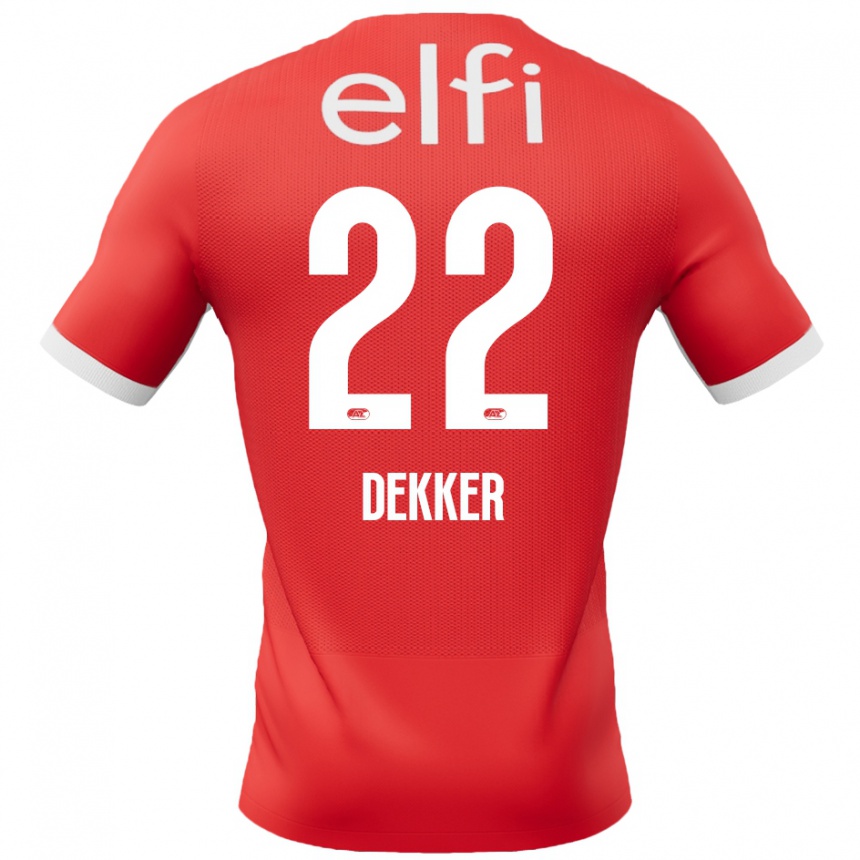 Kids Football Maxim Dekker #22 Red White Home Jersey 2024/25 T-Shirt Uk