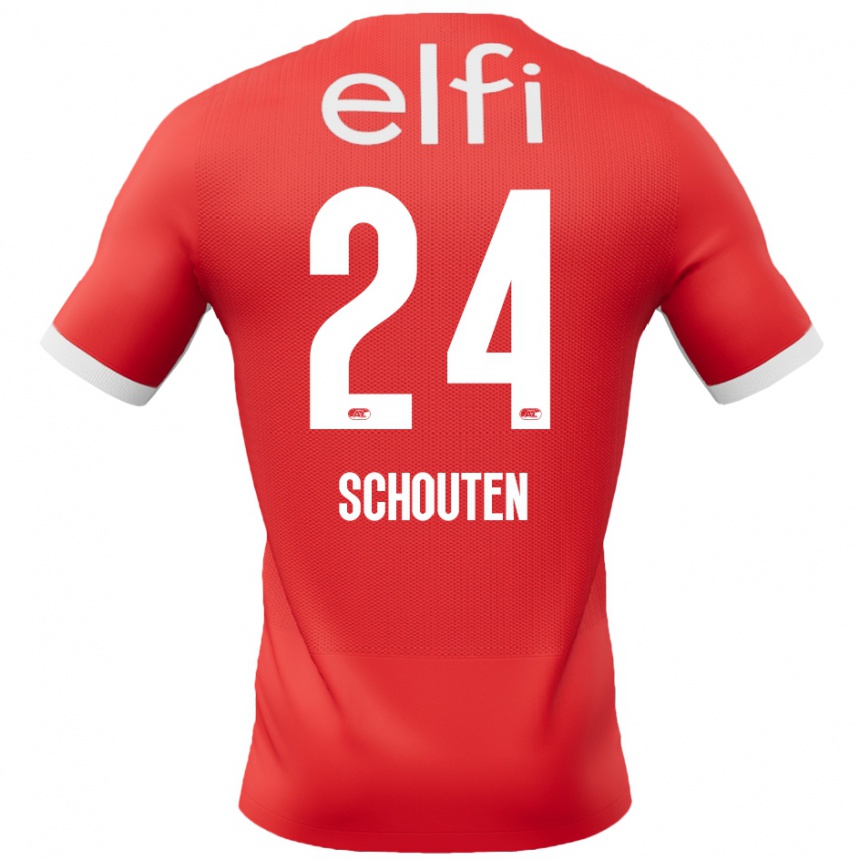 Kids Football Lewis Schouten #24 Red White Home Jersey 2024/25 T-Shirt Uk