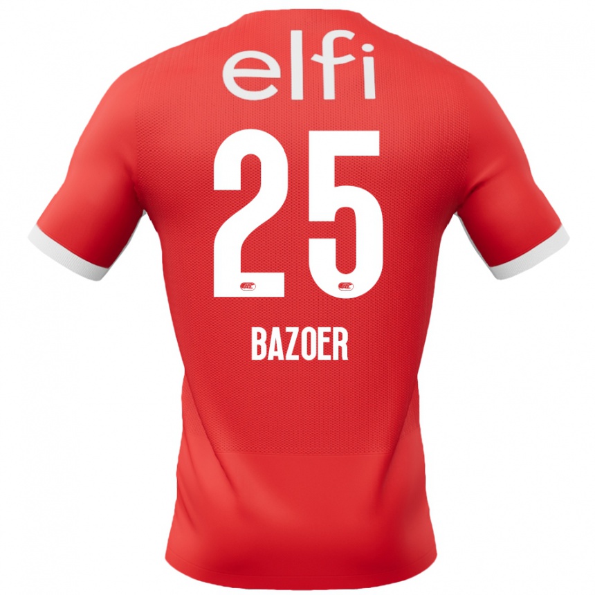 Kids Football Riechedly Bazoer #25 Red White Home Jersey 2024/25 T-Shirt Uk