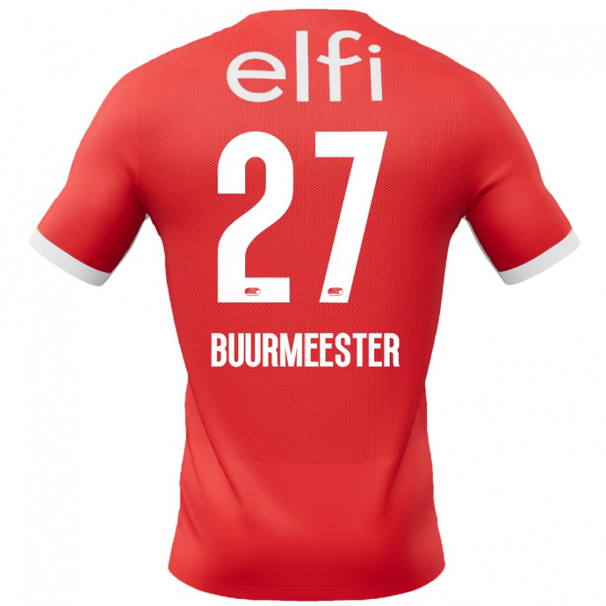 Kids Football Zico Buurmeester #27 Red White Home Jersey 2024/25 T-Shirt Uk