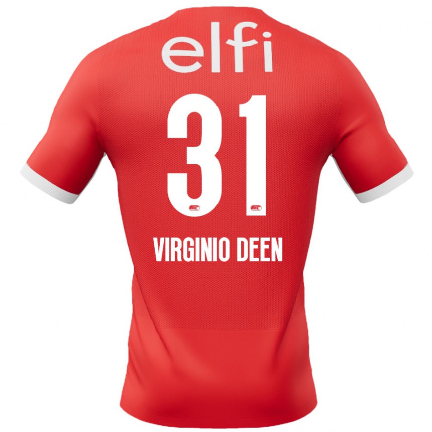 Kids Football Daniël Virginio Deen #31 Red White Home Jersey 2024/25 T-Shirt Uk