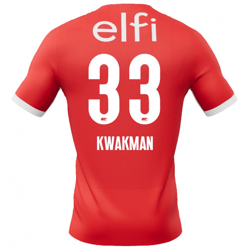 Kids Football Dave Kwakman #33 Red White Home Jersey 2024/25 T-Shirt Uk