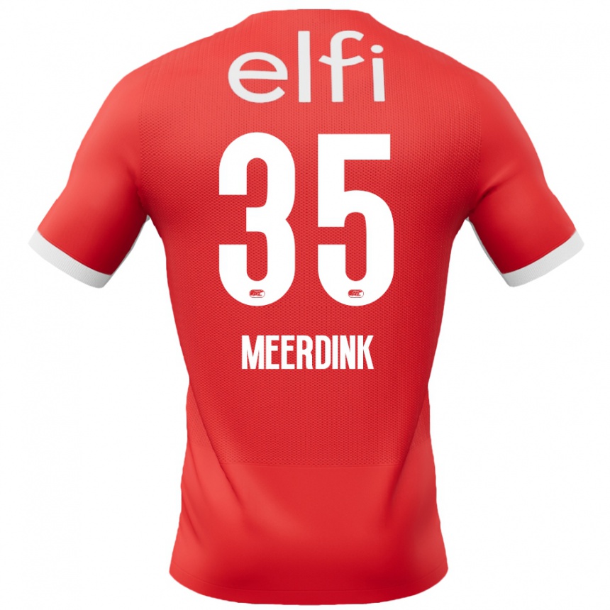 Kids Football Mexx Meerdink #35 Red White Home Jersey 2024/25 T-Shirt Uk