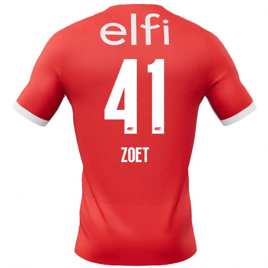 Kids Football Jeroen Zoet #41 Red White Home Jersey 2024/25 T-Shirt Uk