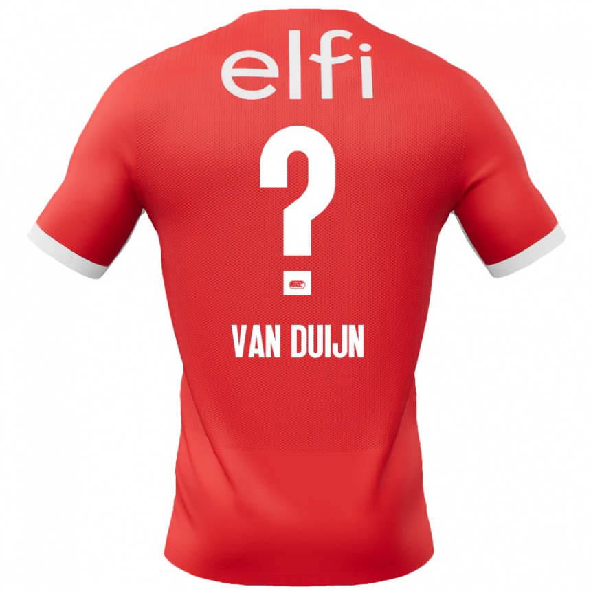 Kids Football Sem Van Duijn #0 Red White Home Jersey 2024/25 T-Shirt Uk